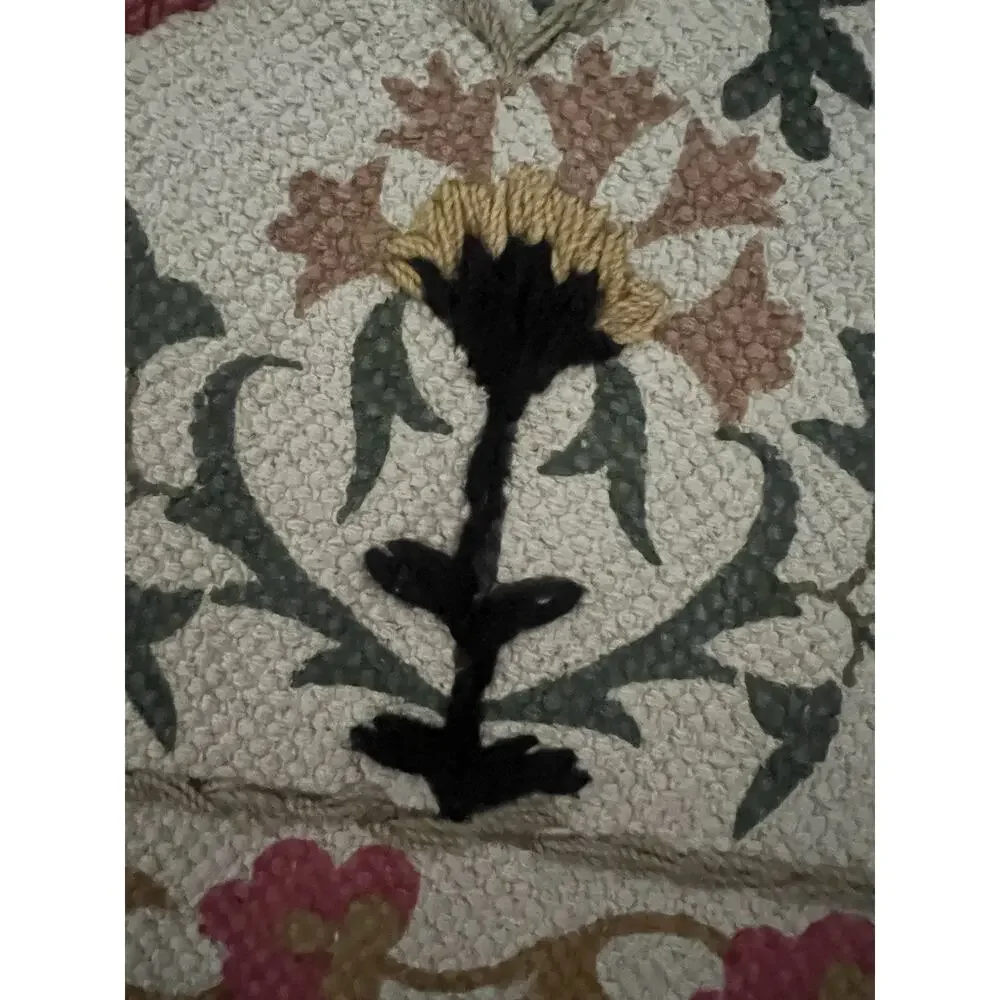 WORLD MARKET Kaza Floral Traditional Embroidered Cotton Handcrafted Area Rug 4x6 - Picture 6 of 11